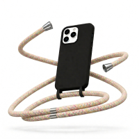 Θήκη Σιλικόνης με Πολύχρωμο Κορδόνι για Apple iPhone X/XS Mobicase – Μαύρο