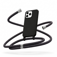 Θήκη Σιλικόνης με Γκρι Κορδόνι για Samsung Galaxy A14 Mobicase – Μαύρο