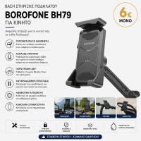 BOROFONE BH79, βάση τηλεφώνου μοτοσικλέτας για καθρέφτη οπισθοπορείας, για κινητά τηλέφωνα 4,5-7 ιντσών