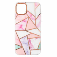 Θήκη Διαφανές Σιλικόνης MobiCase για Apple iPhone 11 με Design Μάρμαρο – Ασπρο Ροζ Τιρκουάζ