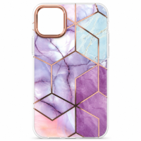 Θήκη Διαφανές Σιλικόνης MobiCase για Apple iPhone 11 με Design Μάρμαρο – Μωβ Μπλε Τιρκουάζ