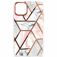 Θήκη Διαφανές Σιλικόνης MobiCase για Apple iPhone 11 με Design Μάρμαρο – Γκρι  Ροζ