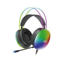 XO wired headphones GE11 jack 3,5mm - USB-A black RGB microphone