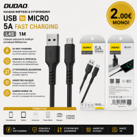 Dudao L4S Καλώδιο USB-A σε Micro USB 5A Fast Charging 1m - Μαύρο