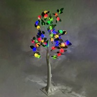 Led Φωτιζόμενο Χριστουγεννιάτικο Δέντρο Λευκό με Λουλούδια & Φύλλα RGB 130cm - Led Christmas Tree White RGB