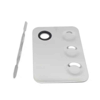 Παλέτα Ανάμειξης Μακιγιάζ Inox με Σπάτουλα - Stainless Steel Makeup Mixing Palette with Spatula