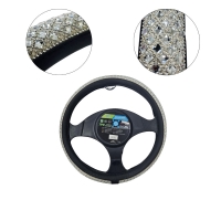 Universal Κάλυμμα Τιμονιού με Στρας 37,5–39,5cm - Steering Wheel Cover with Silver Rhinestones