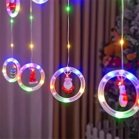 LED Χριστουγεννιάτικα φωτάκια κουρτίνα με φιγούρες πολύχρωμο φως 3m 10L - Christmas deco lights curtain RGB light