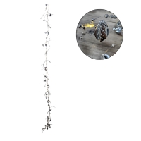 Χριστουγεννιάτικη Φωτιζόμενη Ασημένια Γιρλάντα με Φύλλα και Πέρλες 120cm - Christmas Lighted Garland with Leaves and Pearls