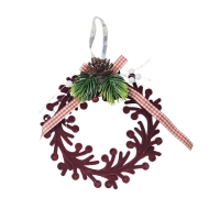 Χριστουγεννιάτικο Στεφάνι Διακόσμησης με Κουκουνάρι και Κορδέλα 14cm - Christmas Decorative Wreath