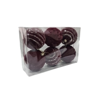 Σετ Χριστουγεννιάτικες Μπάλες Μπορντό με Σχέδιο 6 τεμάχια - Set of Christmas Balls