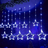 Χριστουγεννιάτικα Φωτάκια Κουρτίνα Αστεράκια Ψυχρό Χρώμα 10L 3M - Christmas decoration lights Cold light