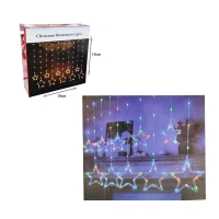 Χριστουγεννιάτικα Φωτάκια Κουρτίνα Αστεράκια Πολύχρωμο Χρώμα 10L 3M - Christmas decoration lights RGB light