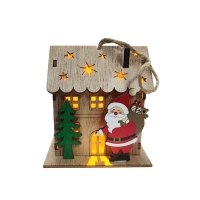 Ξύλινο Σπιτάκι με Φως και Άγιο Βασίλη - Wooden House with Light and Santa