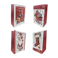 Χριστουγεννιάτικη Σακούλα Δώρου με Σχέδια 40x31cm 12τμχ - Christmas Gift Bag with Designs 12pcs