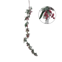 Χριστουγεννιάτικη Γιρλάντα με Κουκουνάρια και Κόκκινες Μπάλες 178cm - Christmas Garland with Pinecones and Red Berries