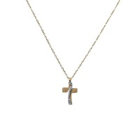 Ατσάλινο Κολιέ Σταυρός με Στρας – Stainless Steel Cross Necklace