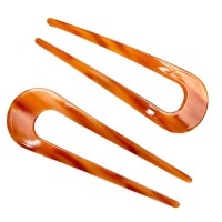 Κοκαλάκι Μαλλιών Δίχαλο Πορτοκαλί Τόνοι  - Tortoise Hair Fork Clip