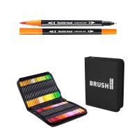 Σετ Μαρκαδόροι Brush Διπλής Μύτης 36 Τεμαχίων με Θήκη - 36pcs Dual Tip Brush Markers Set with Case