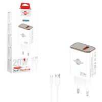Wisdomup Φορτιστής Ταχείας Φόρτισης 20W USB-C με Καλώδιο USB-C σε Type-C OCD-29T - Fast Charger with USB-C to Type-C Cable