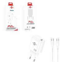 Wisdomup Φορτιστής Κινητού USB-C με Καλώδιο Type-C σε Type-C 20W OCD-33T - Fast Charger with Type-C to Type-C Cable
