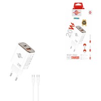 Wisdomup Φορτιστής Ταχείας Φόρτισης 20W USB & Type C με Καλώδιο Type C σε Type C OCD-28T – Fast Charger USB & Type C with Type C to Type C Cable