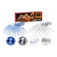 Χριστουγεννιάτικη Κουρτίνα LED 3m x 70cm με 10 Κρεμαστές Στήλες Ψυχρό & Μπλε Φως - Christmas LED Curtain Lights 3m x 70cm with 10 Hanging Strands Cool White & Blue