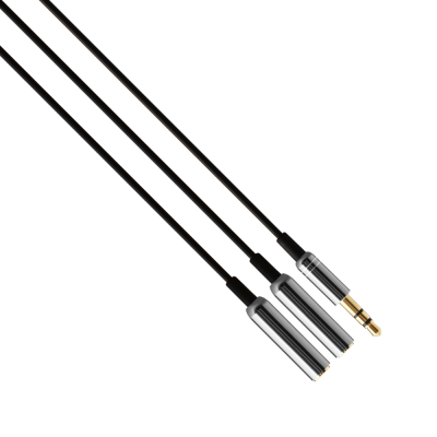 Audio cable Earldom AUX201, 3.5mm jack, M/M, 0.4m, Black - 40180