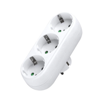 Electric Power Strip , 1 to 3 way, 220V, Without cable, White - 17707