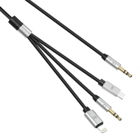 Audio cable Earldom ET-AUX09, 3.5mm to Lightning, Type-C, 3.5mm, 3in1, 1.2m, Black - 40219