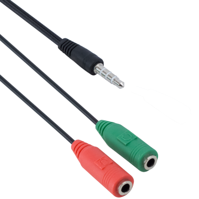 Audio adapter DeTech 3.5 Male - 2x3.5 Female, 20сm,  For microphone - 18211