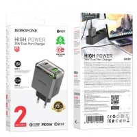 Borofone BN20 PD 35W  Wall Adapter Usb+Usb-C Lena/Grey