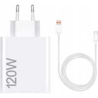 Xiaomi MDY-14-EE 120W Wall Adapter HyperCharger Usb+Usb/Usb-C Data Cable 6A White ORIGINAL BLISTER