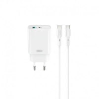 XO CE30 PD 30W Usb+Usb-C Wall Adapter Charger+Usb-C/Usb-C Cable White