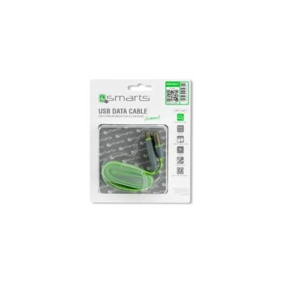 4smarts MultiCord Flatcable USB Type-A to MicroUsb+Type-C 1m Green