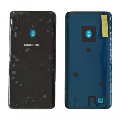 Samsung Galaxy A20s BatteryCover+Camera Lens Black ORIGINAL