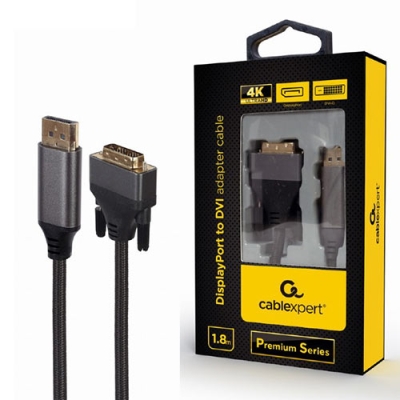 CABLEXPERT DISPLAYPORT TO DVI ADAPTER CABLE PREMIUM SERIES 4K 1,8M RETAIL PACK