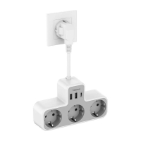 TESSAN 6 IN 1 POWER STRIP 3xSCHUKO, 2xUSB, 1xTYPE-C 15CM CABLE