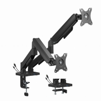 GEMBIRD ADJUSTABLE DESK 2-DISPLAY MOUNTING ARM WITH USB PORTS, 17”-32” BLACK