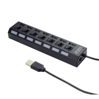 GEMBIRD USB2.0 7-PORT HUB WITH SWITCHES POWER ADAPTER BLACK