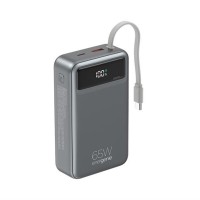 ENERGENIE 65W FAST CHARGING POWER BANK WITH INTEGRATED CABLES 20000 MAH BLACK
