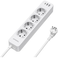 TESSAN 7 IN 1 POWER STRIP 4XSHUCKO, 2XUSB, 1XTYPE-C 2M WHITE