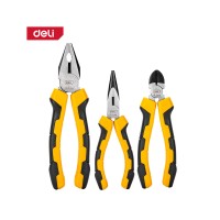 DELI PLIERS SET 3PCS 8' COMBINATION/6' LONG NOSE/6' DIAGONAL YELLOW