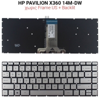 Πληκτρολόγιο HP PAVILION 14-BF NO FRAMES US + BACKLIT SILVER