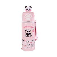 Παιδικό παγούρι-θερμός Panda με καλαμάκι - 500ml - 722344 - Light Pink