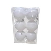 Σετ Χριστουγεννιάτικες μπάλες - 10cm - 6pcs - 326000 - White