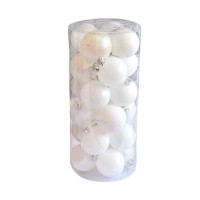 Σετ Χριστουγεννιάτικες μπάλες - 8cm - 24pcs - 326109 - White