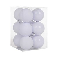 Σετ Χριστουγεννιάτικες μπάλες - 8cm - 12pcs - 326062 - White