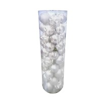 Σετ Χριστουγεννιάτικες μπάλες - 8cm - 50pcs - 326116 - White