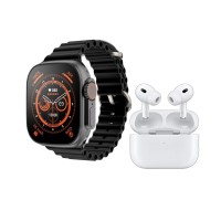 Σετ Smartwatch με 7 λουράκια και ασύρματα ακουστικά Bluetooth - T5000 Ultra3 - 260264 - Black